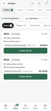 Two phones: a grocer’s order board and the driver’s screen with the route on the map.